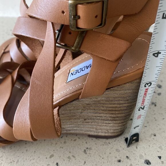 Steve Madden Venis Natural Leather Strappy Wedge Sandals Women’s Size 7.5 - Picture 8 of 13